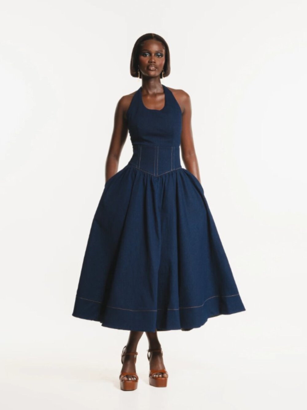 Ofuure Denim Diane Midi Dress NWT | Chic Structured Midi Dress 👗✨